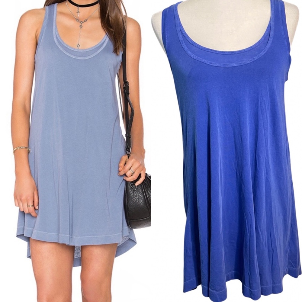 Splendid Double Layer Tank Blue Mini Dress